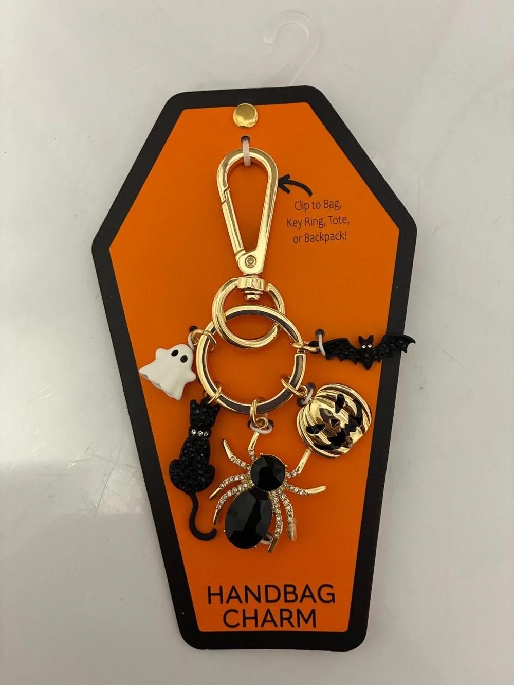 True to Form Halloween Handbag Charm Keychain - Black & Gold